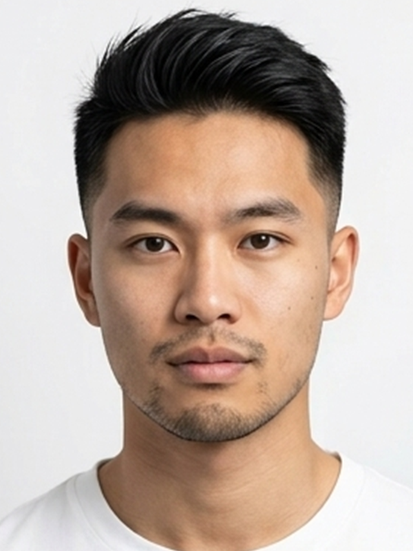 Klassisk glat quiff på en mand med mørkt hår