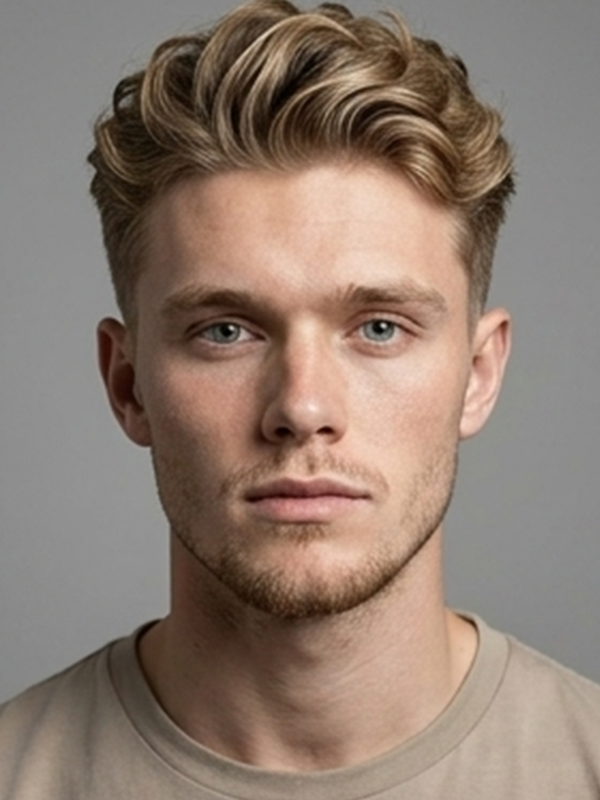 Messy quiff med bølget hår