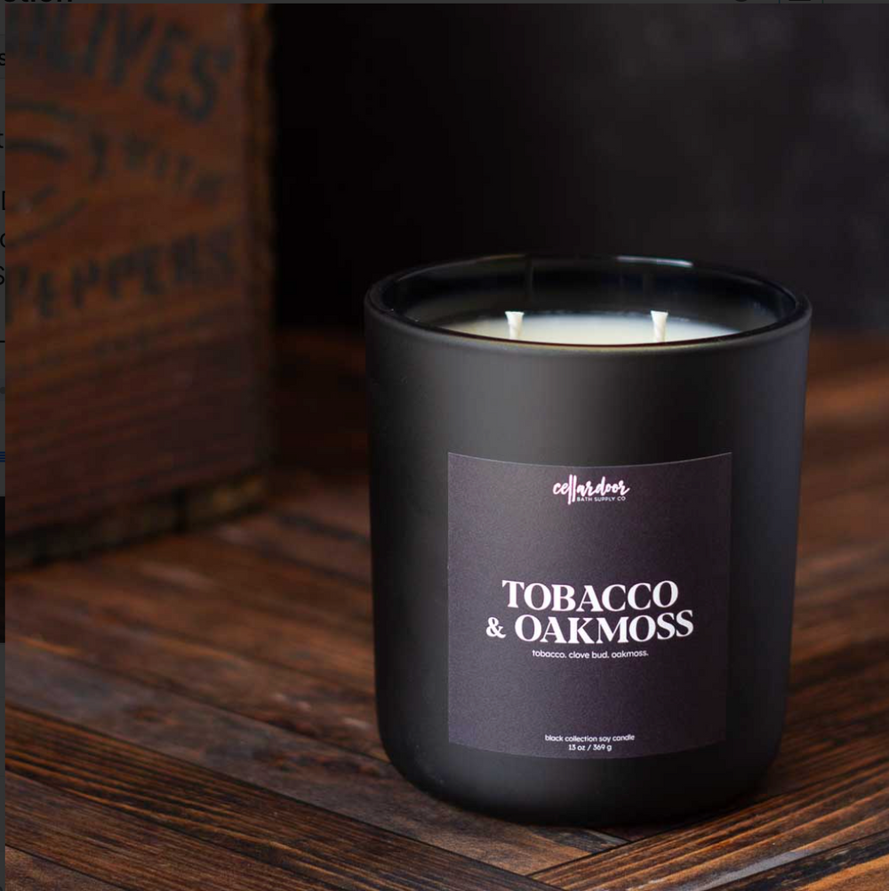 Cellar Door Double Wick Scented Candle – Tobacco & Oakmoss