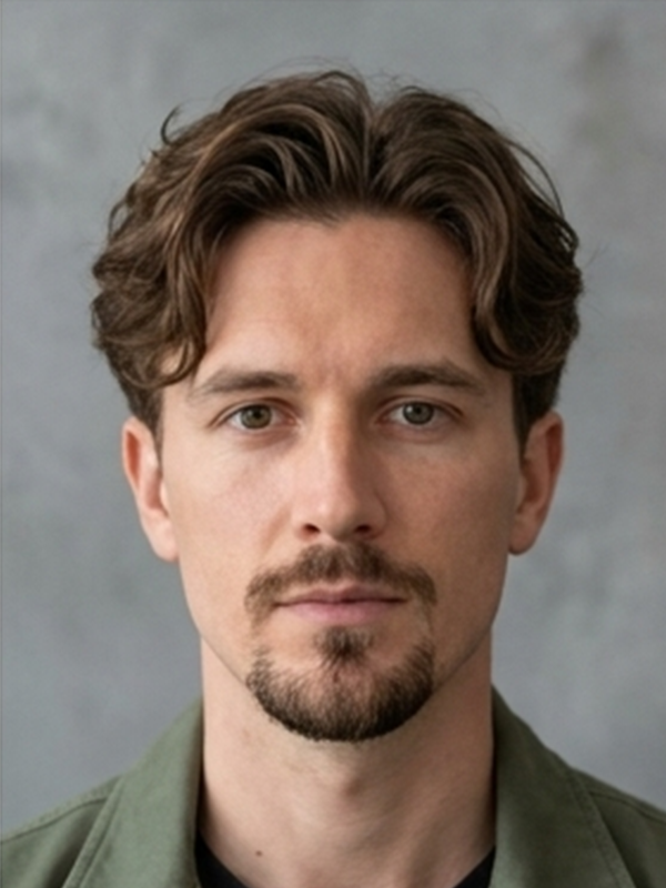 Curtains med let skæg på en mand i trediverne