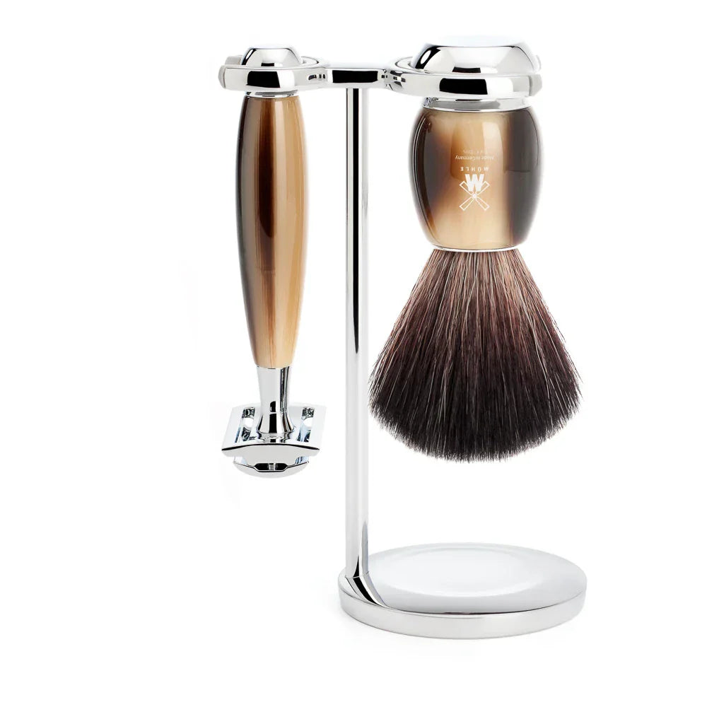 Barbersæt Vivo 3-delt - Horn Brun