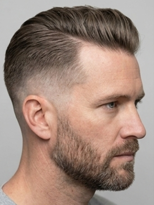 Slick back med midterskilning på en mand i trediverne
