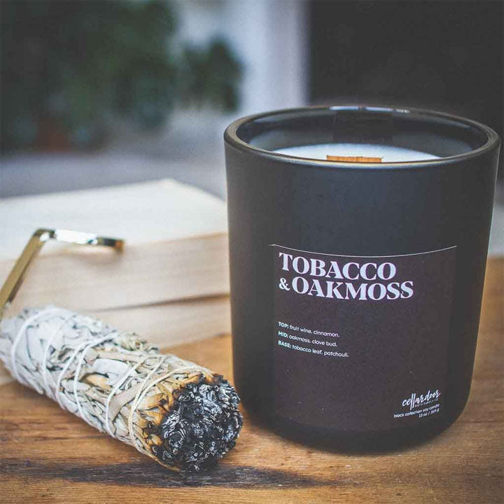 Cellar Door Wood Wick Scented Candle – Tobacco & Oakmoss