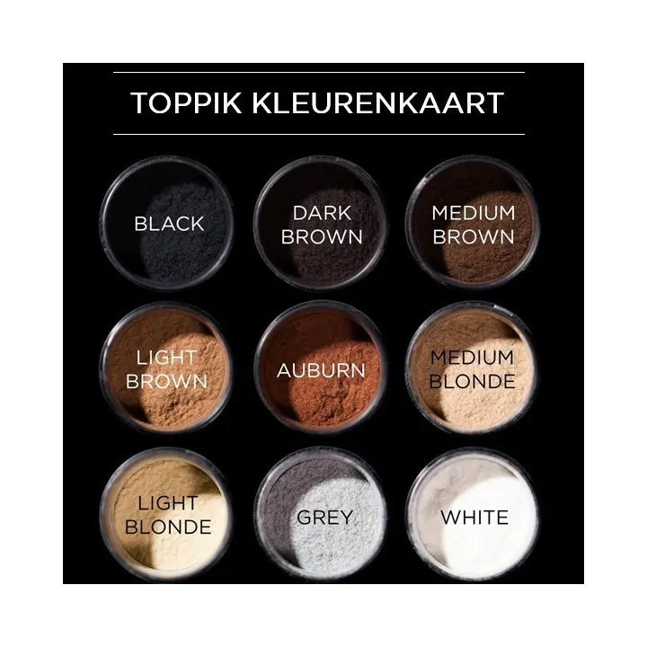 Toppik Hair Building Fibers kleurenkaart 