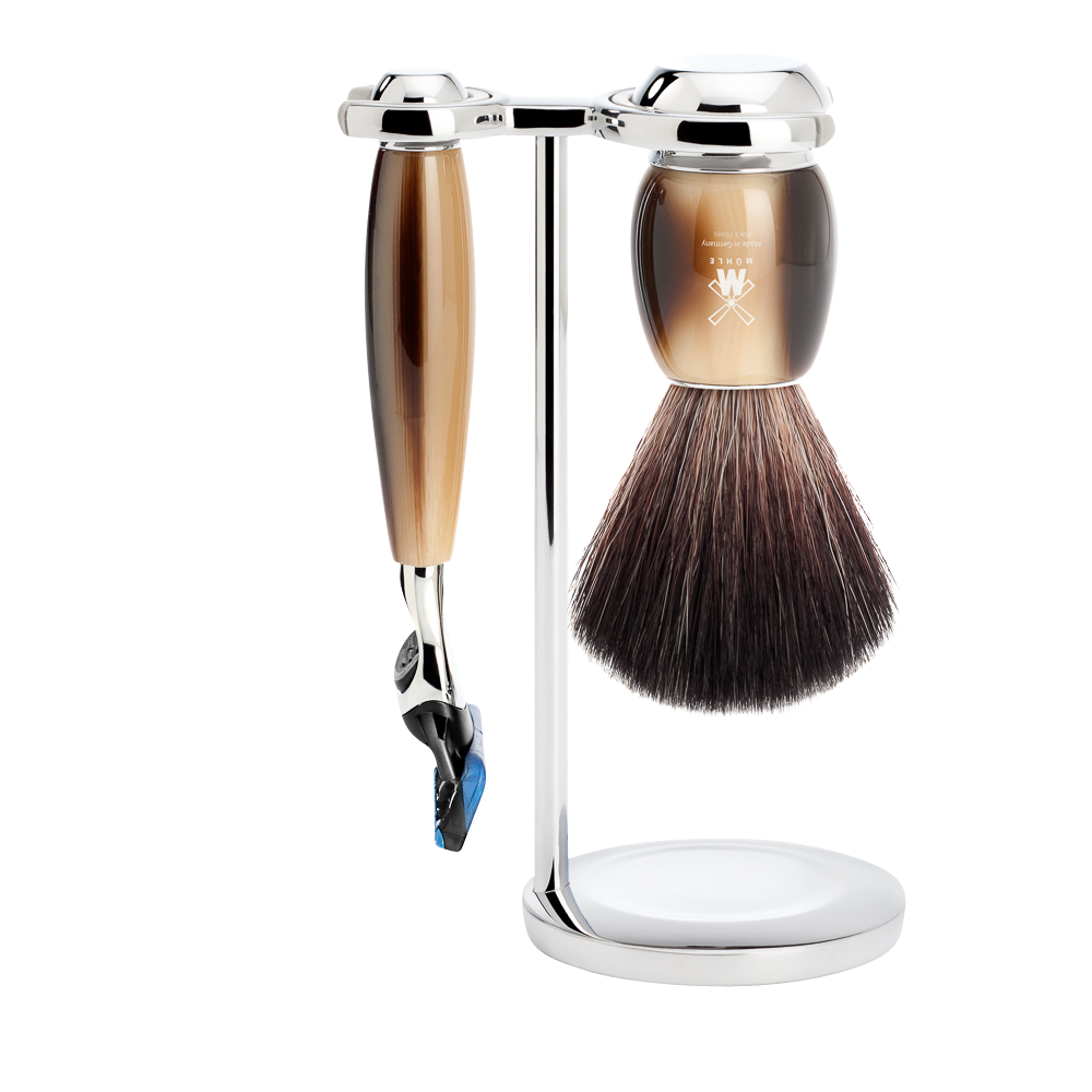 Barbersæt Vivo 3-delt - Horn Brun
