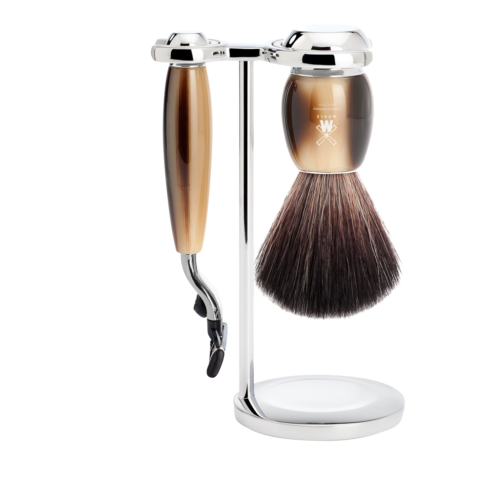 Barbersæt Vivo 3-delt - Horn Brun