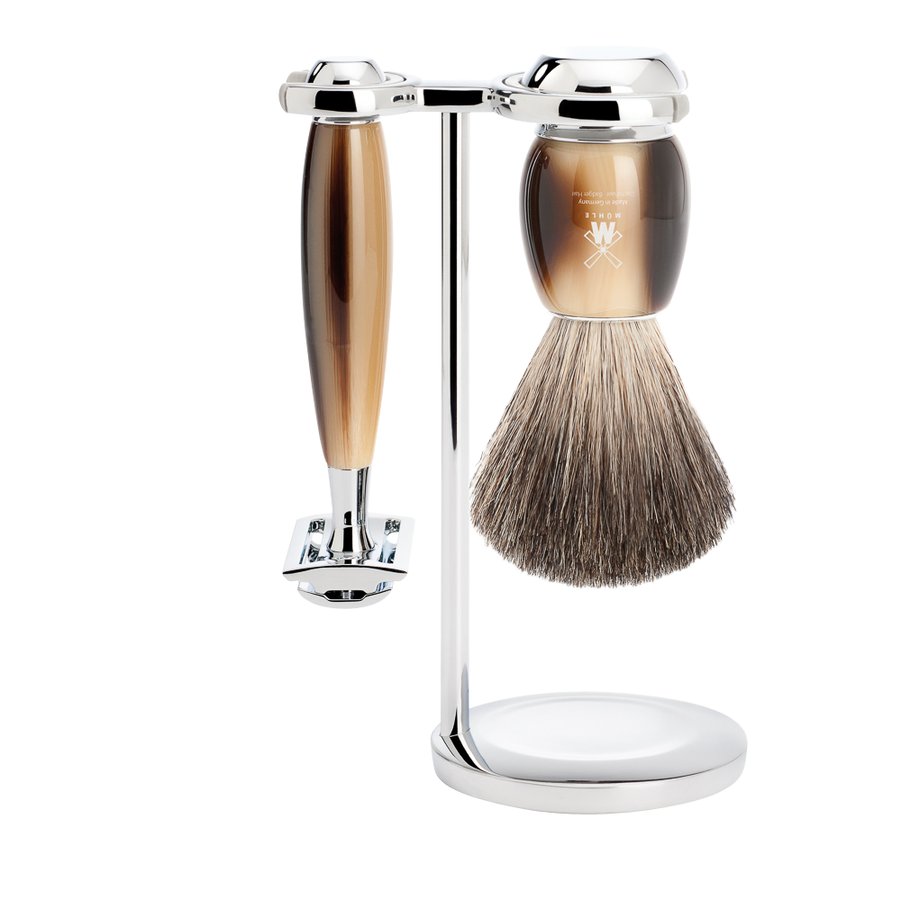 Barbersæt Vivo 3-delt - Horn Brun