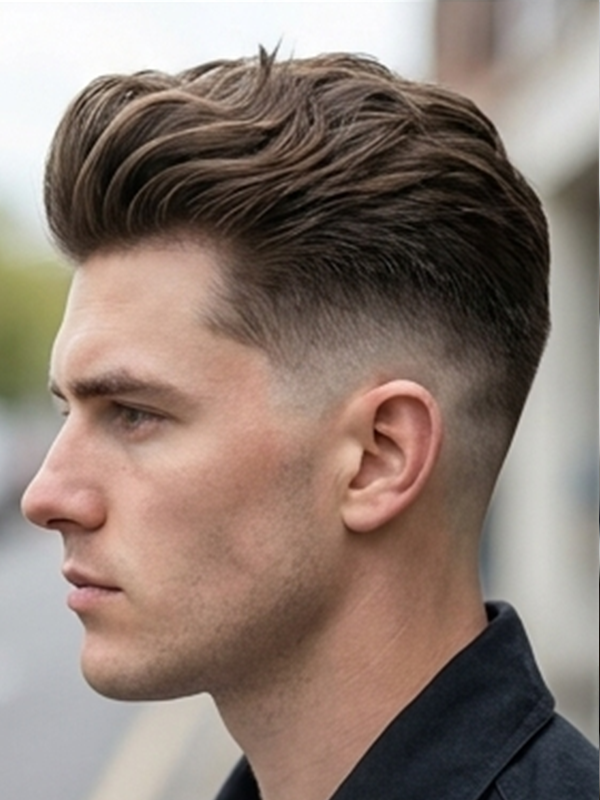 Quiff med skæg på en mand i trediverne
