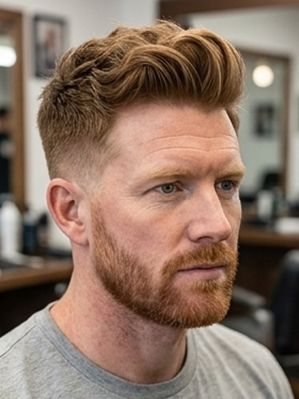 Moderne quiff med taper fade på en ung mand