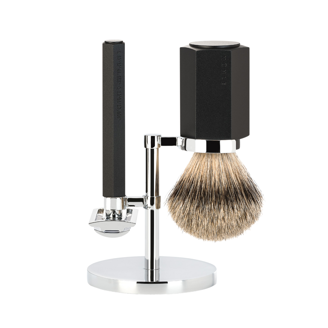 Barbersæt Hexagon - Grafit - Saf.Razor - Dashaar